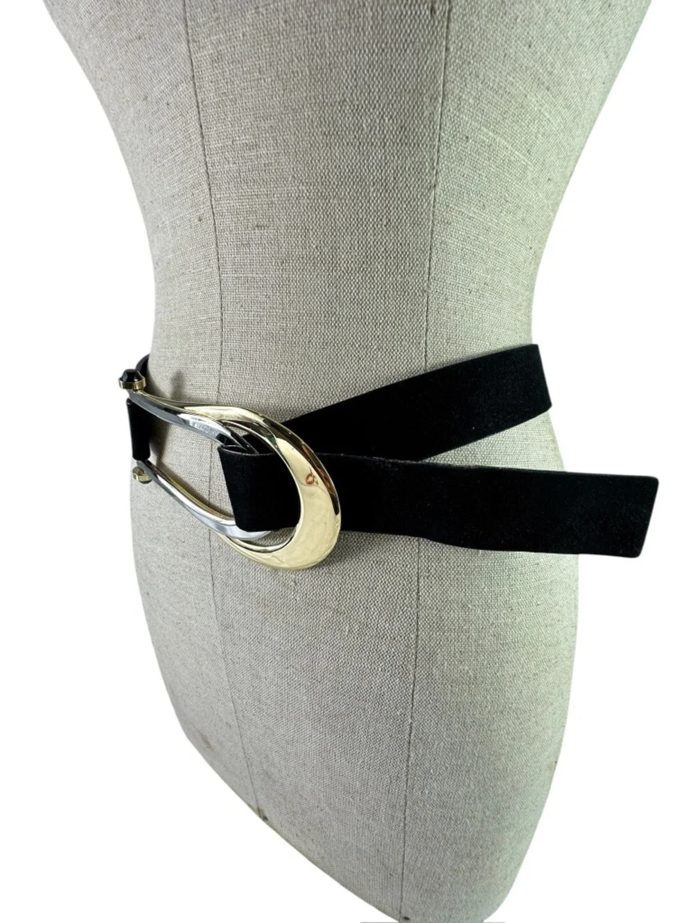Vintage VALENTINO Garavani Black Suede Leather Wide Buckle Women Belt Size 85/34